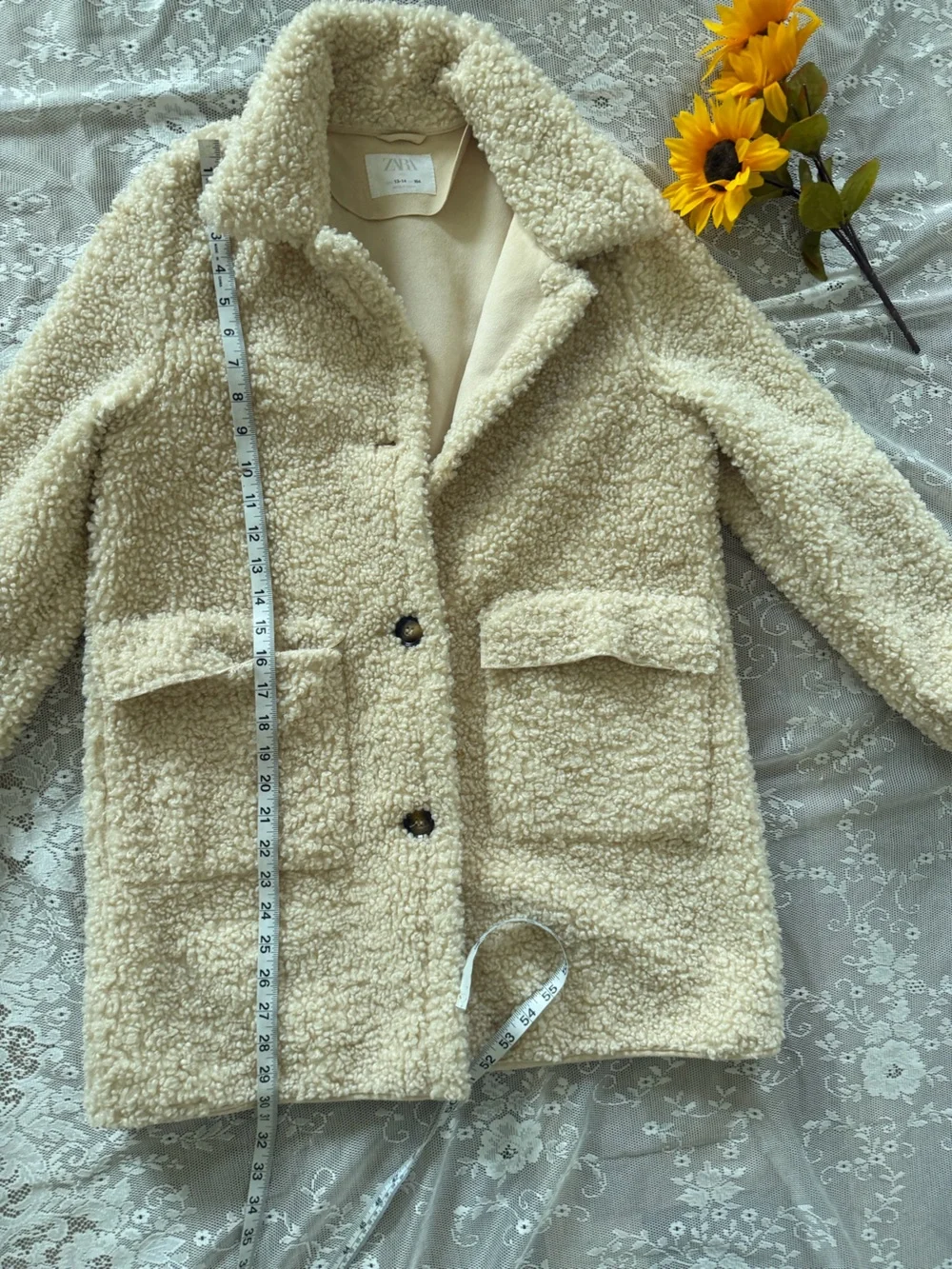 Zara Cream Teddy Sherpa Jacket